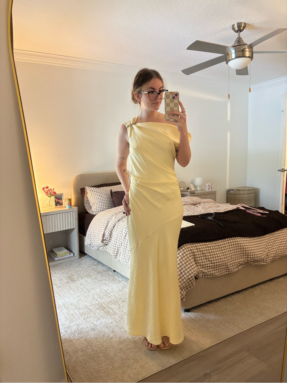 Asymmetrical One-Shoulder Yellow Maxi Dress